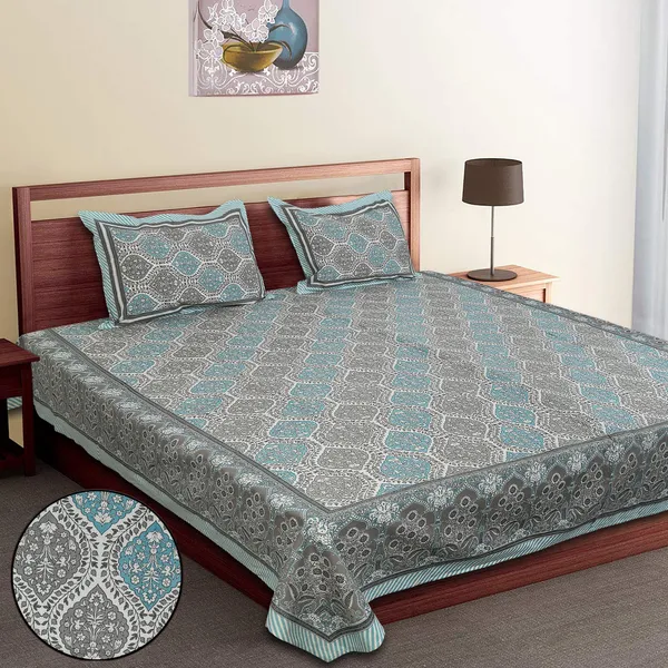 Grey_Cotton_The_Jaipuri_Lattice_Double_Bedsheet_With_Pillow_Cover_90_X_108_Cm